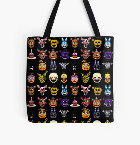 Five Nights at Freddy's - Pixel art - Multiple Characters All Over Print Tote Bag RB0606 product Offical fnaf Merch
