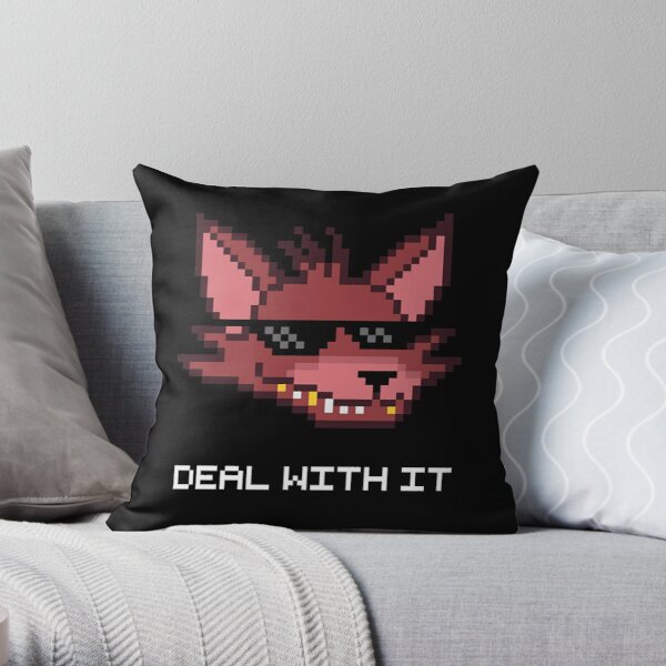 Five Nights at Freddy's - FNAF - Foxy - Deal With It (White Font) Throw Pillow RB0606 product Offical fnaf Merch